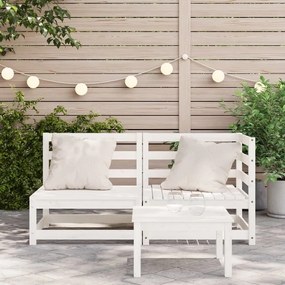 Καναπές Κήπου Διθέσιος Λευκός από Μασίφ Ξύλο Πεύκου - Λευκό