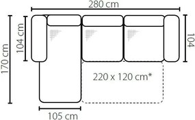 Γωνιακός καναπές Gemini Mini-Anthraki-Δεξιά - 280.00Χ170.00Χ95.00cm