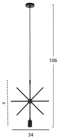 ΦΩΤΙΣΤΙΚΟ ΟΡΟΦΗΣ ΚΡΕΜΑΣΤΟ HM4098 ΜΑΥΡΟ ΜΕΤΑΛΛΟ ΑΣΤΕΡΙ 34x40x106Υεκ. - HM4098