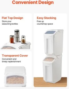 VEVOR 4.5Gal/20Lx2 Large Ingredient Storage Container Airtight Kitchen Flour Bin