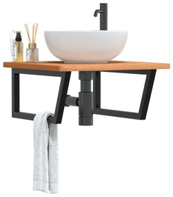 Ράφι Νιπτήρα Τοίχου από Ατσάλι / Μασίφ Ξύλο Οξιάς