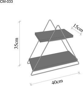 Ράφι Τοίχου Χρυσό / Καφέ MASA 38x42x16