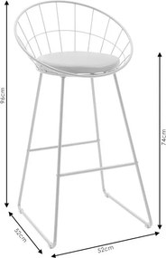 Σκαμπό μπαρ Seth μέταλλο λευκό-μαξιλάρι PVC λευκό 52x52x99 εκ.