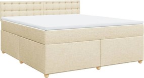 vidaXL Κρεβάτι Boxspring με Στρώμα Κρεμ 180x200 εκ. Υφασμάτινο