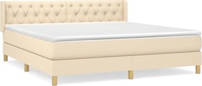 vidaXL Κρεβάτι Boxspring με Στρώμα Κρεμ 160x200 εκ. Υφασμάτινο