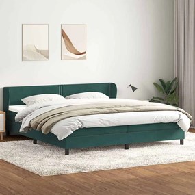 Box Spring Κρεβάτι με στρώματα Σκούρο πράσινο Βελούδινο - Πράσινο