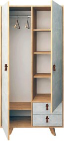 Διφυλλη Ντουλαπα Δρυς/Γκρι SUWON 52x90x192