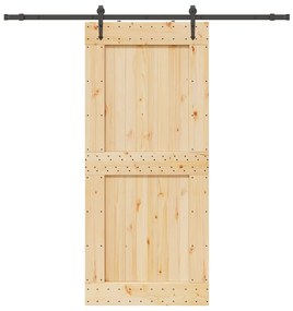 vidaXL Συρόμενη Μεσόπορτα με Μηχανισμό 100 x 210 εκ. Μασίφ Ξύλο Πεύκου