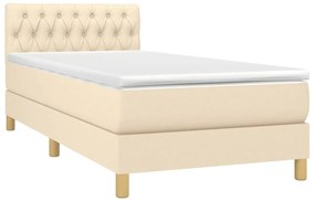 vidaXL Κρεβάτι Boxspring με Στρώμα Κρεμ 100 x 200 εκ. Υφασμάτινο