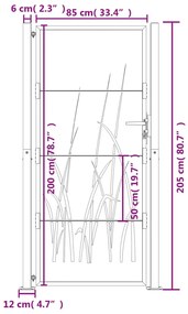 ΠΥΛΗ ΚΗΠΟΥ ΜΕ ΣΧΕΔΙΟ ΓΡΑΣΙΔΙ ΑΝΘΡΑΚΙ 105 X 205 ΕΚ. ΑΤΣΑΛΙΝΗ 153171