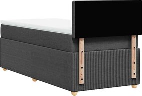 vidaXL Κρεβάτι Boxspring με Στρώμα Σκούρο Γκρι 90x200 εκ. Υφασμάτινο