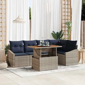 vidaXL Σετ Καναπέ Κήπου με αποθήκευση 6 pcs Γκρι Πολυ ράταν
