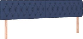 vidaXL Κρεβάτι Boxspring με Στρώμα Μπλε 200x200 εκ. Υφασμάτινο