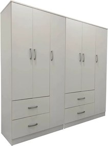 Ντουλάπα εξάφυλλη Athos pakoworld λευκή 180x42x180εκ