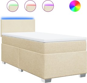 vidaXL Κρεβάτι Boxspring με Στρώμα Κρεμ 90x190 εκ.Υφασμάτινο
