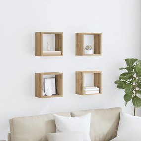 vidaXL Ράφια τοίχου Απλή βελανιδιά MDF με καπλαμά 26 x 15 x 26 εκ.