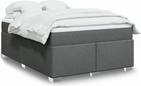 vidaXL Κρεβάτι Boxspring με Στρώμα Σκούρο Γκρι 140x190 εκ. Υφασμάτινο