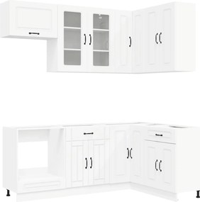 vidaXL Μονάδα κουζίνας KALMAR 8 pcs Λευκό Επεξεργασμένο Ξύλο
