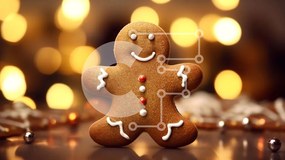 Intra Συλλεκτικό Ξύλινο Παζλ Plywood 4mm - Μελόψωμο Άνδρας με κόκκινες και λευκές διακοσμήσεις Σε Ξύλινο Κουτί - Διαστάσεις: 10x10 cm – 25 κομμάτια