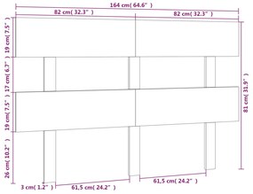 vidaXL Κεφαλάρι Κρεβατιού 164 x 3 x 81 εκ. από Μασίφ Ξύλο Πεύκου