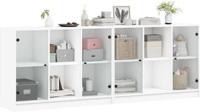 vidaXL Βιβλιοθήκη με Πόρτες Λευκή 204x37x75 εκ. από Επεξεργ. Ξύλο