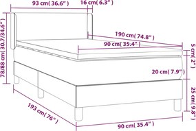 vidaXL Κρεβάτι Boxspring με Στρώμα Κρεμ 90x190 εκ.Υφασμάτινο