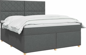 vidaXL Κρεβάτι box spring με στρώμα Σκούρο Γκρι 160 x 200 cm Ύφασμα