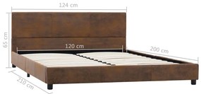 vidaXL Πλαίσιο Κρεβατιού Καφέ 120 x 200 εκ. από Συνθετικό Καστόρι