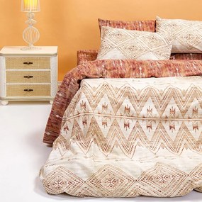 Σεντόνια King Size (Σετ) Melinen Ultra Line Zuma Bordeaux Τερακότα,Εκρού ΧΩΡΙΣ ΛΑΣΤΙΧΟ 260x270