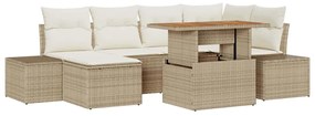 vidaXL Σετ Καναπέ Κήπου με αποθήκευση 7 pcs Μπεζ Πολυ ράταν