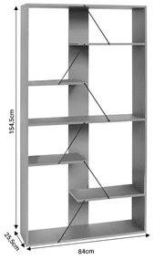 Βιβλιοθήκη Tars οακ-μαύρο 84x25.5x154.5εκ 84x25.5x154.5 εκ.