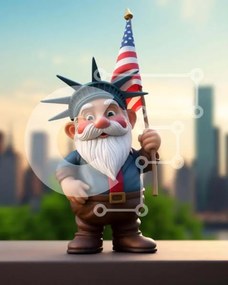 Intra Συλλεκτικό Ξύλινο Παζλ Plywood  4mm - Άγαλμα της Ελευθερίας Ειδώλιο με αμερικανική σημαία Σε Ξύλινο Κουτί - Διαστάσεις Puzzle: 10x10 cm – 25 κομμάτια