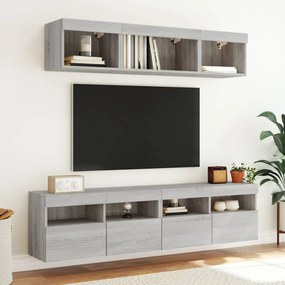 vidaXL Έπιπλα Τοίχου Τηλεόρασης 5 τεμ. LED Γκρι Sonoma από Επεξ. Ξύλο
