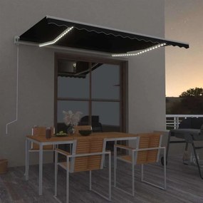 vidaXL Ηλεκτρική τέντα με LED και αισθητήρα 4,5 x 3 m Ανθρακί