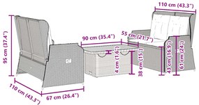 Σαλόνι Κήπου Σετ 3 Τεμαχίων Μαύρο Συνθετικό Ρατάν με Μαξιλάρια - Μαύρο