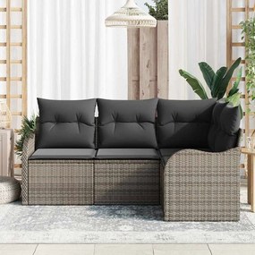 vidaXL Σετ Καναπέ Κήπου με μαξιλάρι 4 pcs Γκρι Πολυ ράταν
