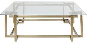 Τραπέζι Μέσης Clara Γυαλί Χρυσό 120x120x45εκ. - Χρυσό