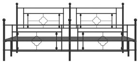Πλαίσιο Κρεβατιού με Κεφαλάρι&amp;Ποδαρικό Μαύρο 193x20 εκ. Μέταλλο - Μαύρο