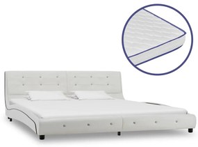 vidaXL Κρεβάτι Λευκό 180 x 200 εκ. Δερματίνη με Στρώμα Αφρού Μνήμης