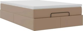 vidaXL Οθωμανικό κρεβάτι με στρώμα Cappucino 120x200cm Faux Leather