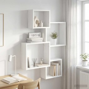 VidaXL Ράφια τοίχου σε σχήμα κύβου Λευκό 64 x 13,5 x 91,5 εκ