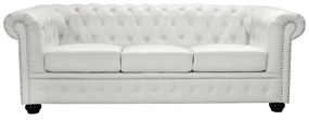 ΚΑΝΑΠΕΣ 3ΘΕΣΙΟΣ T.CHESTERFIELD  ΤΕΧΝΟΔΕΡΜΑ ΛΕΥΚΟ ΜΑΤ 208x90x73 εκ.