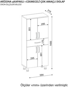 Ντουλάπι Μπάνιου - Arizona - Χρώμα Λευκό - 59,4x31,5x140εκ