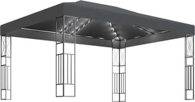 vidaXL Κιόσκι με Φωτάκια LED Ανθρακί 3 x 4 μ. Υφασμάτινο