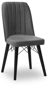Καρέκλα τραπεζαρίας Carla Megapap από βελούδο χρώμα γκρι - μαύρο πόδι 45x46x90εκ.