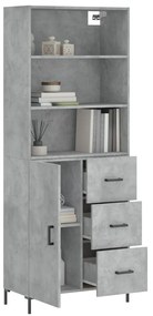 vidaXL Ντουλάπι Γκρι Σκυροδέματος 69,5x34x180 εκ. Επεξεργασμένο Ξύλο