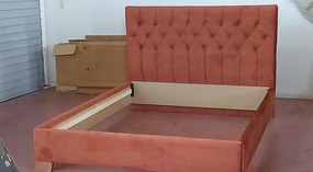 Κρεβάτι Ντυμένο "GLAMOUR" για στρώμα 160χ200 υπέρδιπλο με επιλογή χρώματος - Μωβ
