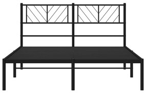vidaXL Πλαίσιο Κρεβατιού με Κεφαλάρι Μαύρο 120 x 190 εκ. Μεταλλικό