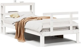 vidaXL Πλαίσιο Κρεβατιού Κεφαλάρι Λευκό 75x190εκ. Μασίφ Πεύκο