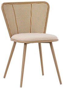 Καρέκλα Daniele 058-000067 46,5x57,5x77,5cm Natural Μέταλ,Ύφασμ,Rattan